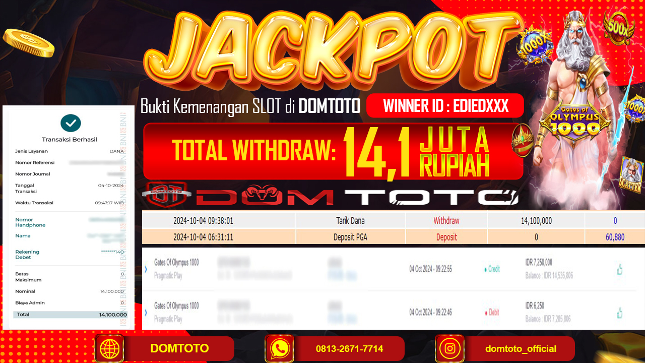 JACKPOT SLOT  GATE OF OLYMPUS 04 OKTOBER 2024